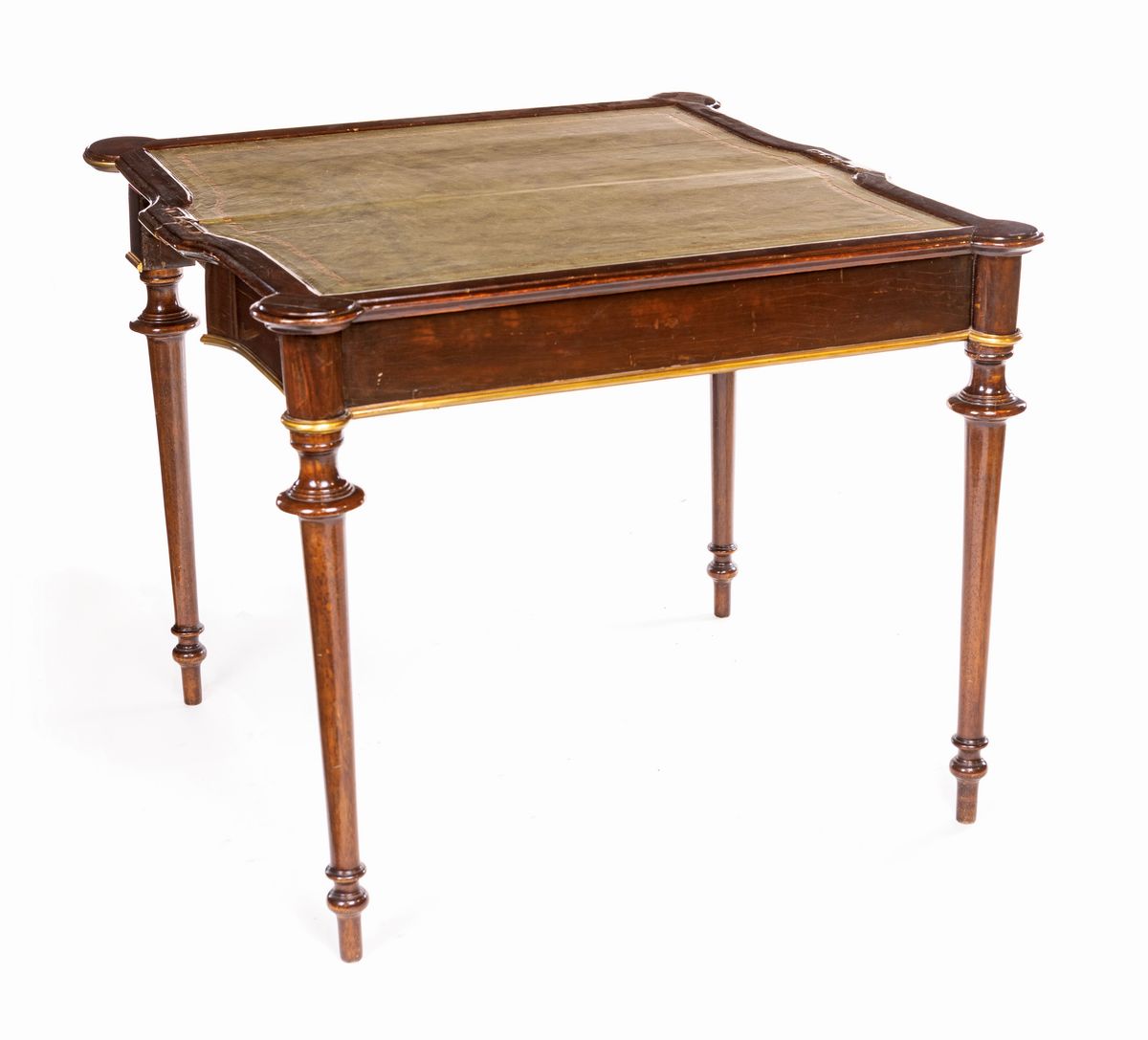 Tavolino da Gioco in Mogano con Finiture in Bronzo Dorato, Francia, XIX Secolo