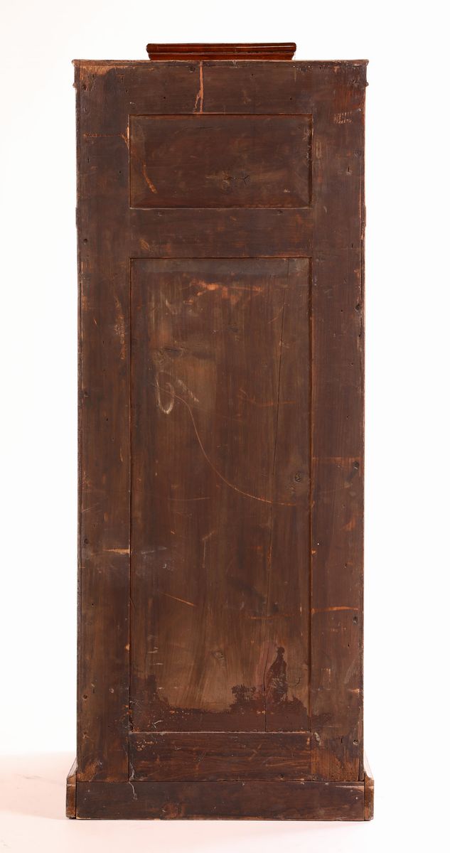 Mobile a Colonna in Mogano con Filettature in Legno Chiaro, Inghilterra, XIX Secolo