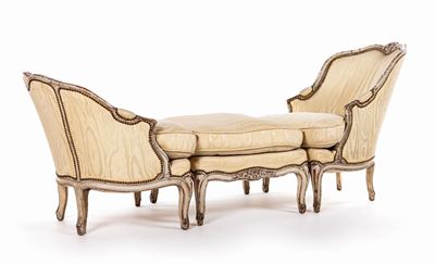Duchesse Brisée in Legno Laccato Bianco, Metà del XVIII Secolo