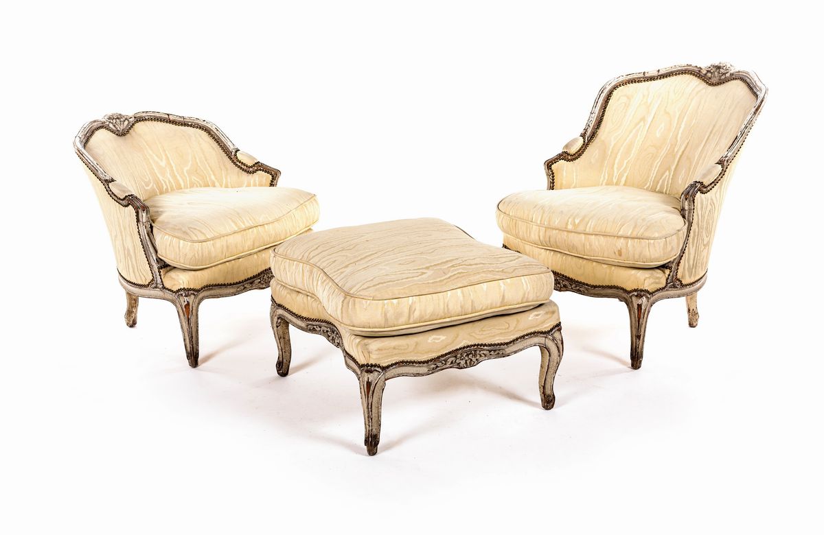Duchesse Brisée in Legno Laccato Bianco, Metà del XVIII Secolo