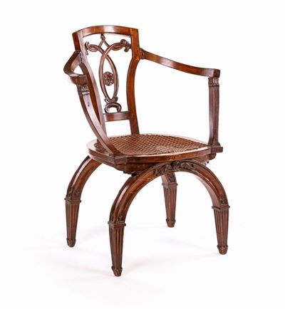 Poltroncina in Legno Patinato, XIX Secolo