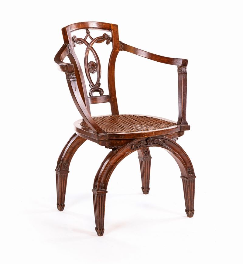 Poltroncina in Legno Patinato, XIX Secolo