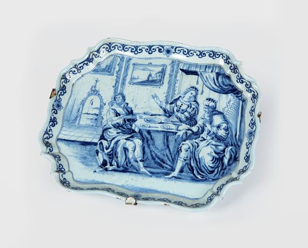 Vassoio in maiolica, Firenze, metà del XIX secolo, manifattura Ars Florentia