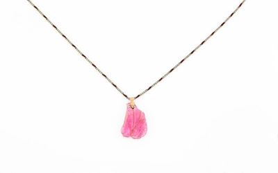 Ciondolo con Tormalina Rosa e Catenella Argento