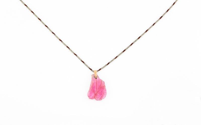 Ciondolo con Tormalina Rosa e Catenella Argento