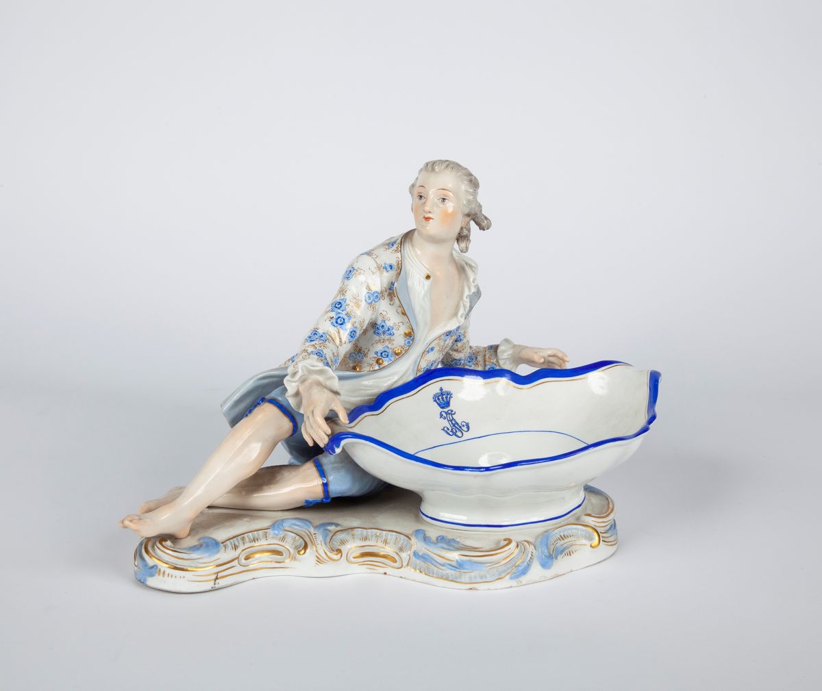 Coppia di Grandi Saliere da Tavola in Porcellana Policroma, Meissen, XIX Secolo