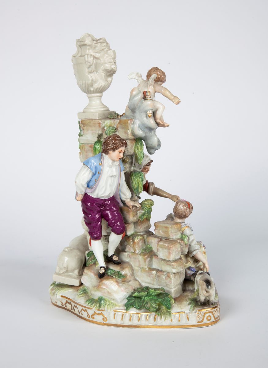 Gruppo in Porcellana Policroma, Meissen, Seconda Metà del XIX Secolo