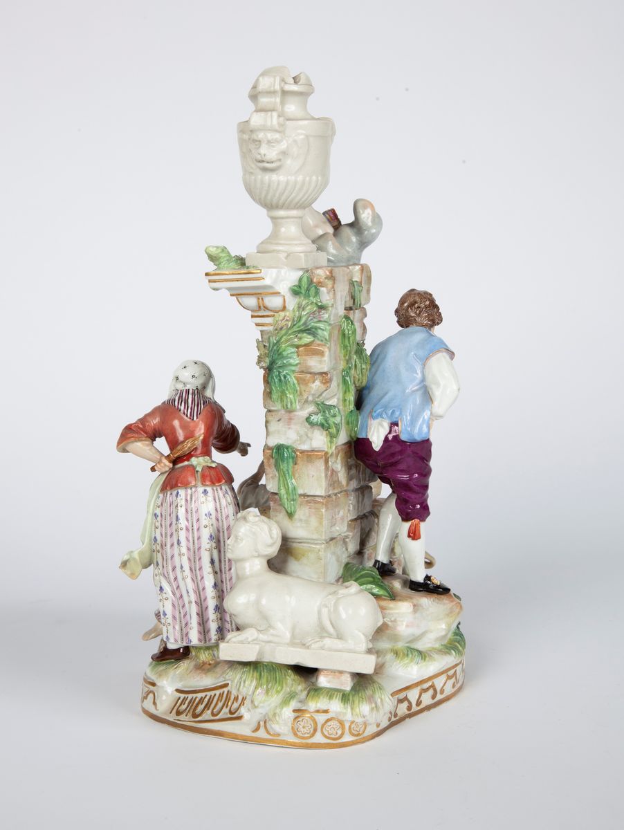 Gruppo in Porcellana Policroma, Meissen, Seconda Metà del XIX Secolo