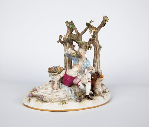 Gruppo in porcellana policroma, Meissen, seconda metà del XIX secolo
