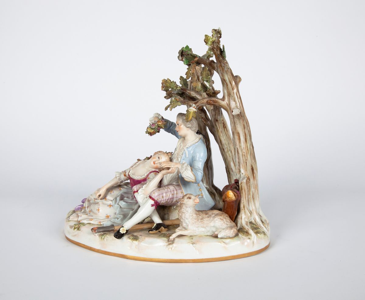 Gruppo in Porcellana Policroma, Meissen, Seconda Metà del XIX Secolo