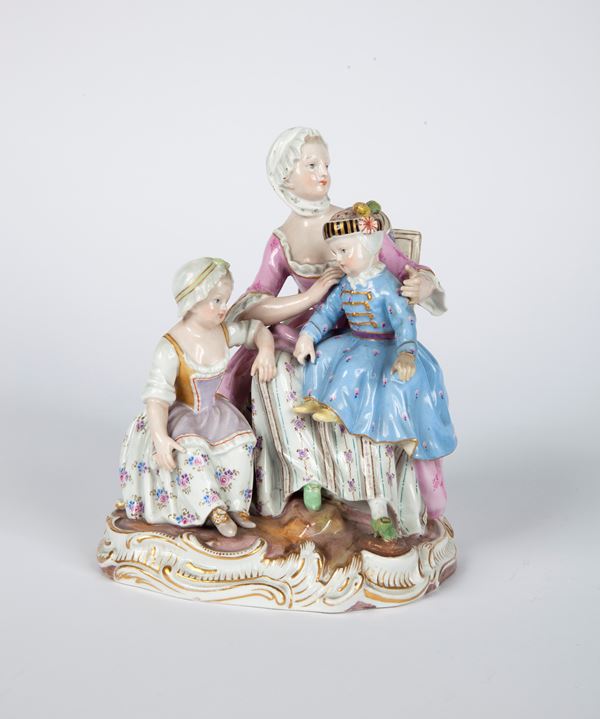 Gruppo in porcellana policroma, Meissen, XIX secolo