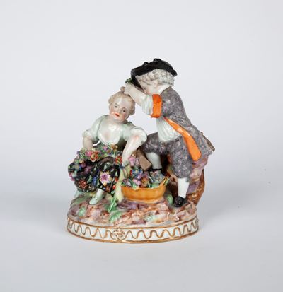 Gruppo in Porcellana Policroma, Meissen, XIX Secolo