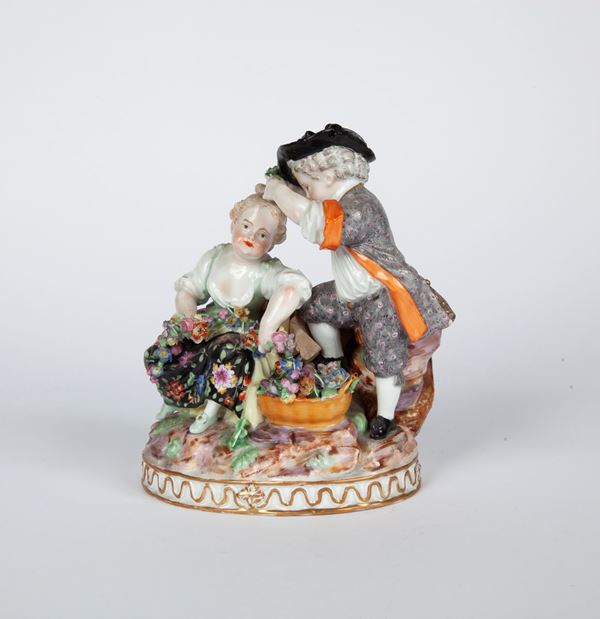 Gruppo in porcellana policroma, Meissen, XIX secolo