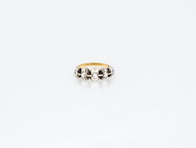 Anello in Argento con Diamanti Grezzi e Gambo in Oro