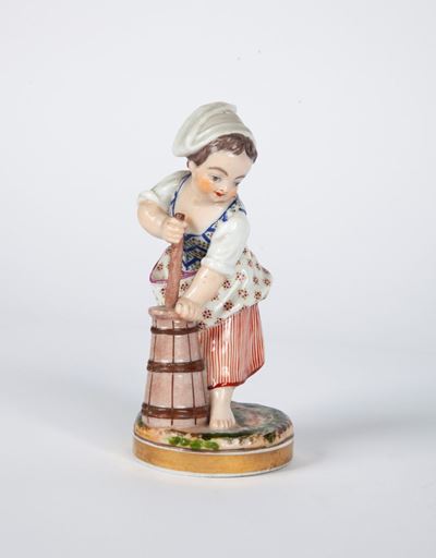 Figura in Porcellana Policroma, Niderviller, Fine del XVIII/inizi del XIX Secolo
