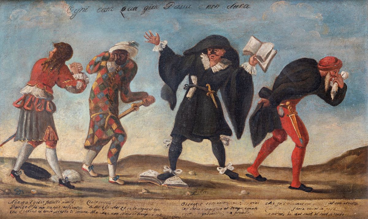 Scuola Veneta del XVIII Secolo - Raffigurazione di Maschere
