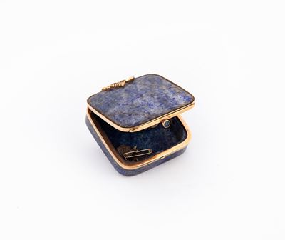 Piccola Scatola Quadrangolare in Lapislazuli e Metallo Laminato in Oro