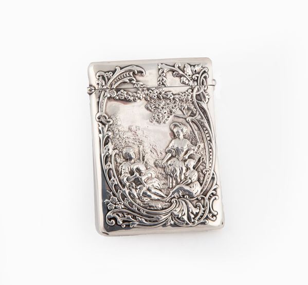 Porta biglietti da tasca in argento sbalzato, Londra 1901, argentiere William Comyns & sons