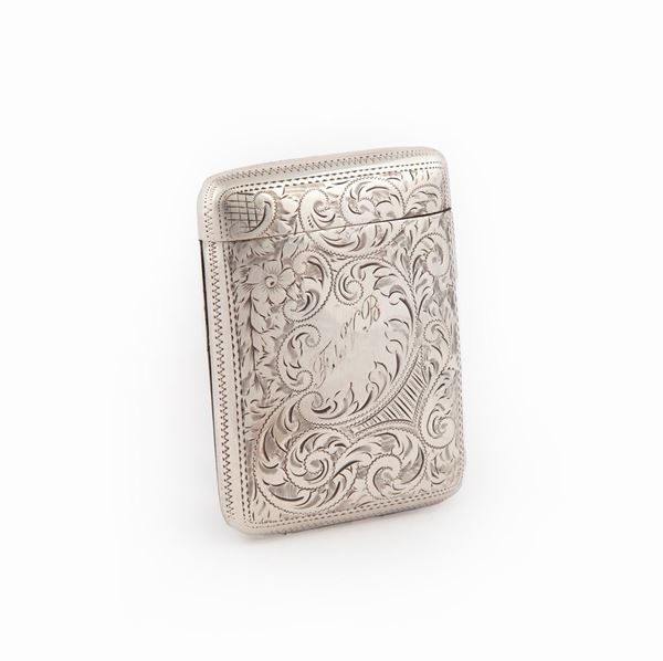 Portasigarette da tasca in argento, Birmingham 1902, argentiere Robert Chandler
