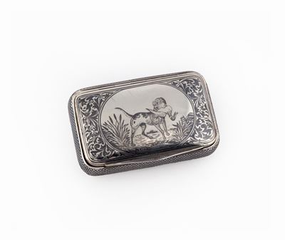 Portasigarette in Argento 900 Niellato, Vienna, 1872 - 1922, Argentiere g.C.