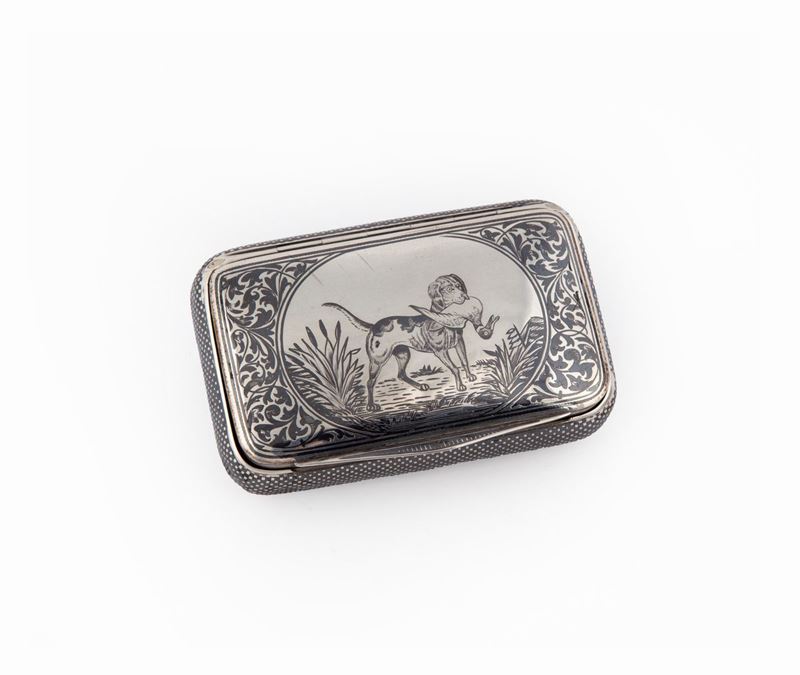 Portasigarette in Argento 900 Niellato, Vienna, 1872 - 1922, Argentiere g.C.