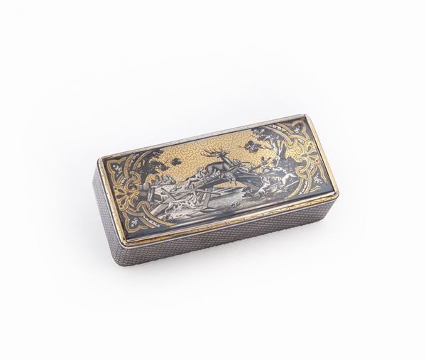 Tabacchiera rettangolare in argento niellato, Francia (?), XIX secolo  - Asta Argenti Antichi e da Collezione - Casa d'Aste Arcadia
