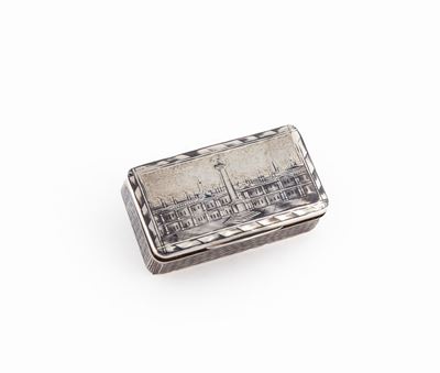 Tabacchiera Rettangolare in Argento 875/1000 Niellato, Mosca 1841, Argentiere Non Identificato