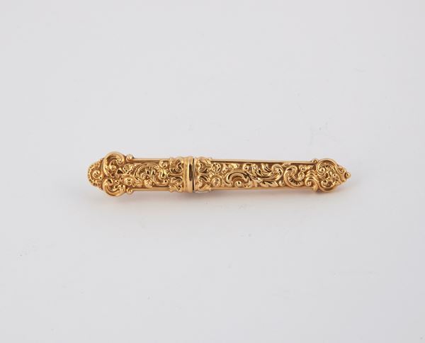 Porta aghi in oro, Francia, XIX secolo