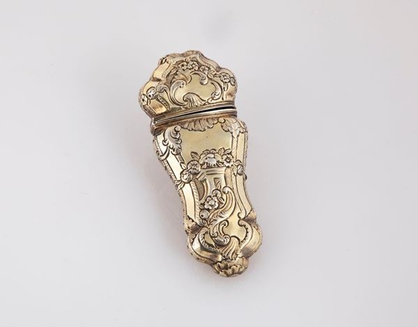 Contenitore in argento dorato, fine del XVIII secolo