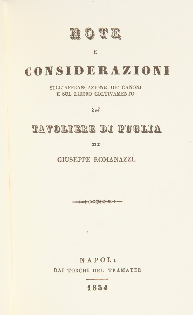 Ristampa Anastatica Dell'edizione Tramater Napoli 1834: Giuseppe Romanazzi, Note e Considerazioni...