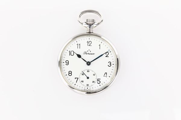 Perseo - Orologio da tasca remontoir da ferroviere in metallo delle Ferrovie dello Stato