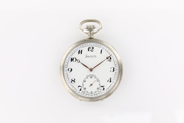 Zeocron. Orologio da tasca remontoir da ferroviere in metallo delle Ferrovie turche