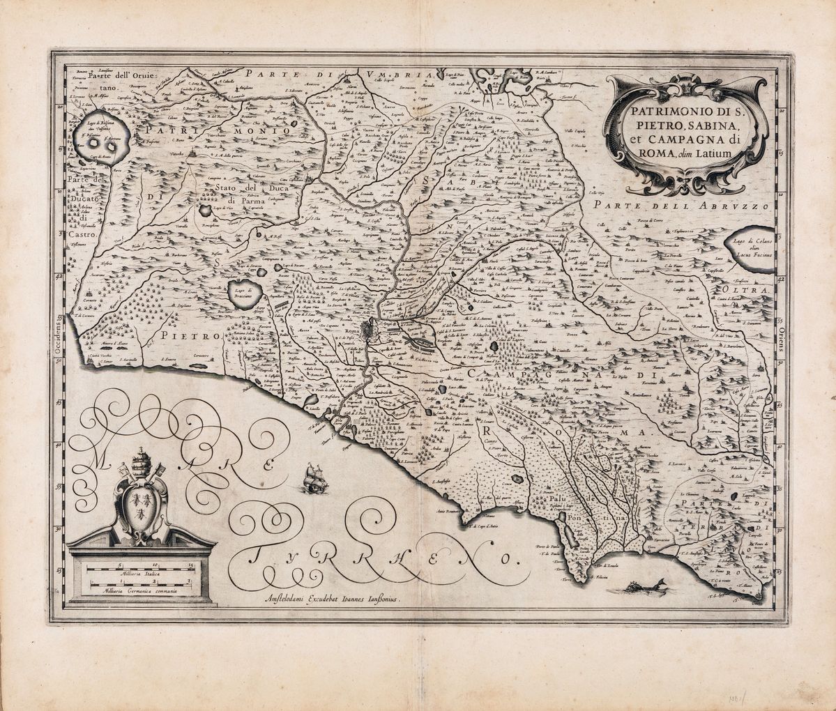 Johannes Janssonius - Patrimonio di S. Pietro Sabina, Et Campagna di Roma, Olim Latium