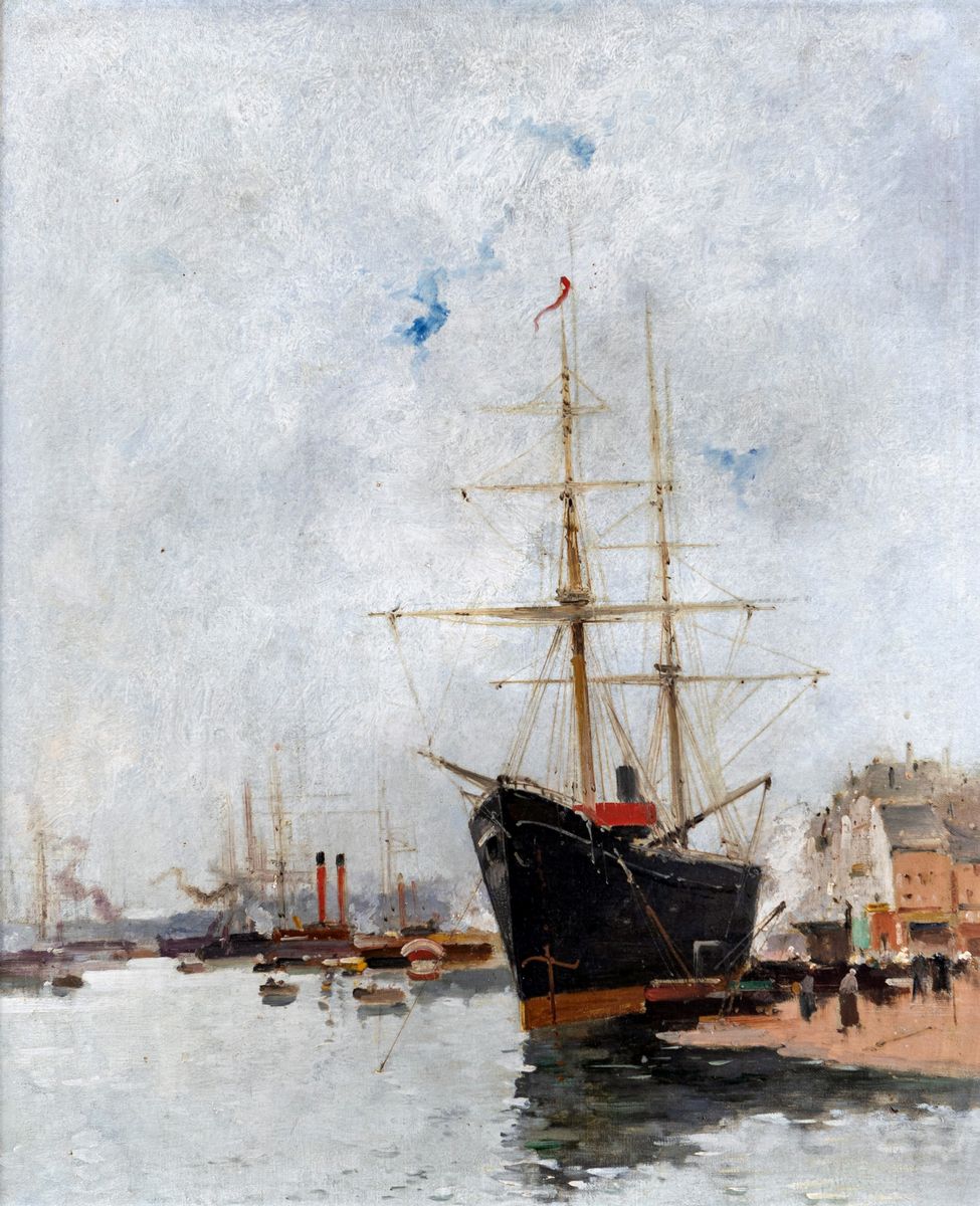 Pittore Francese del XIX Secolo - Veduta di Porto