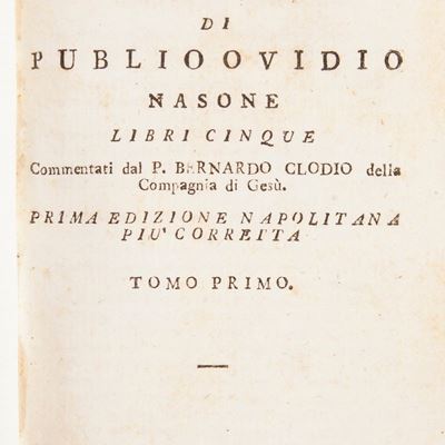 Publio Ovidio Nasone. Poesie Malinconiche. Libri Cinque Commentati da Bernardo Clodio.