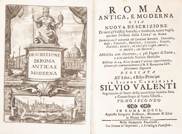 Gregorio Roisecco - Roma antica e moderna o sia Descrizione di tutti gl'Edificj Antichi, e Moderni, tanto Sagri, quanto Profani della Città Di Roma. Solo Tomo secondo. (Illustrato del'700)