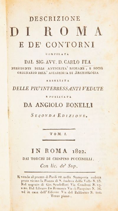 Carlo Fea - Descrizione di Roma e De' Contorni Abbellita delle Più Interessanti Vedute e Pubblica...