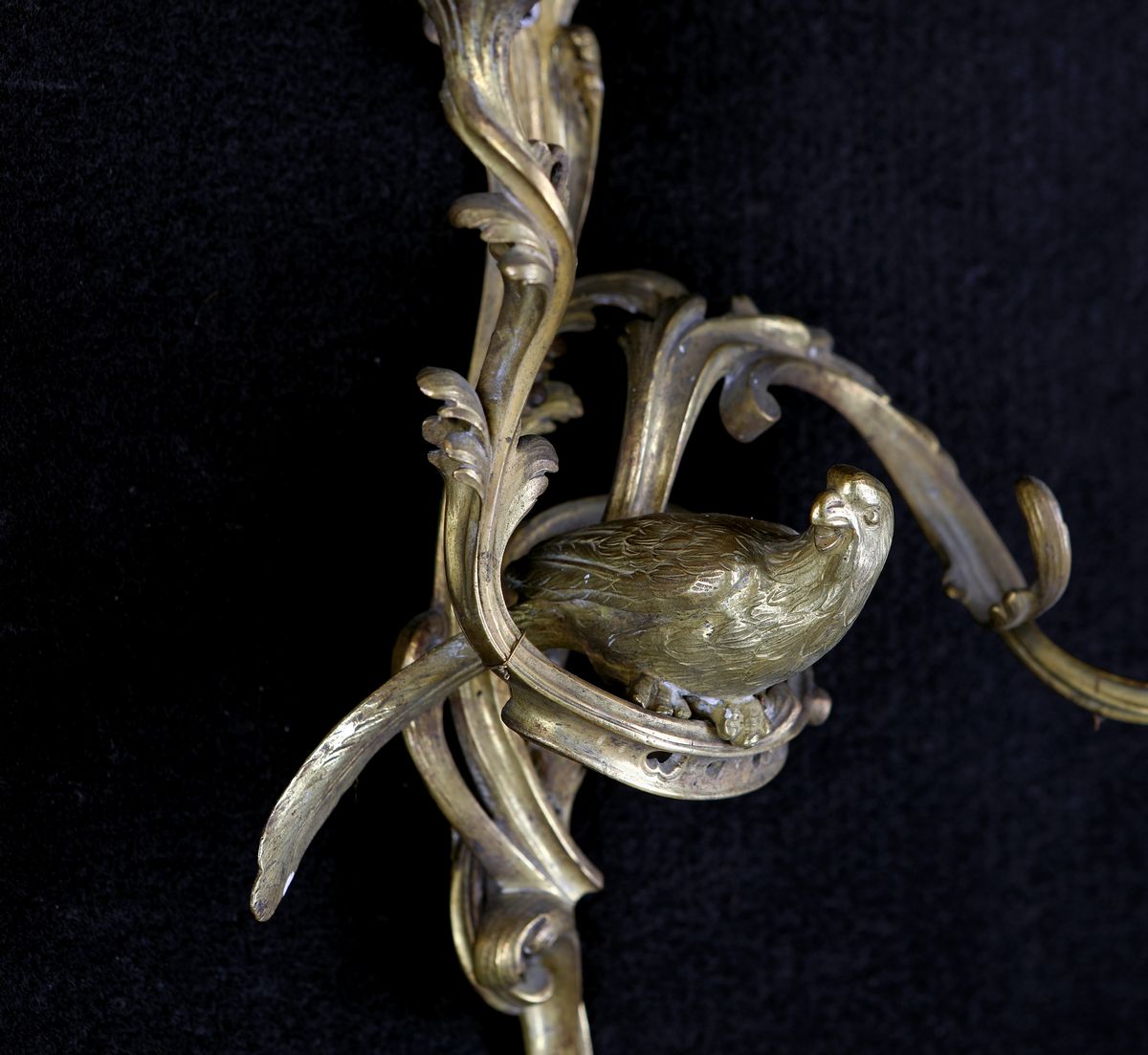 Coppia di Appliques a Due Luci in Bronzo Dorato, XIX Secolo