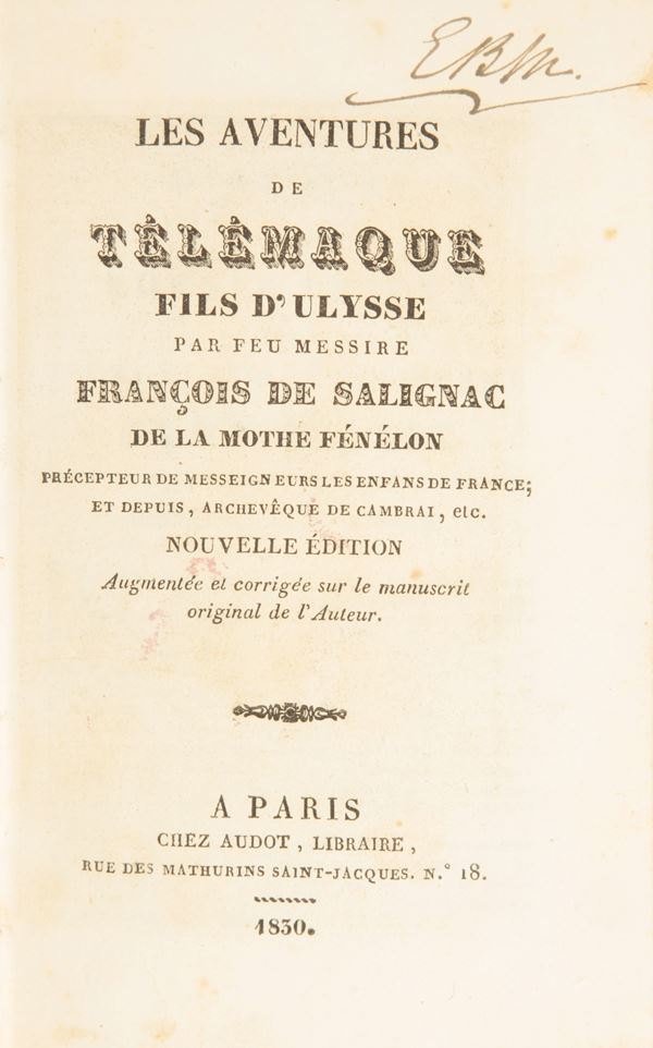 Francois de Salignac De La Mothe Fenelon - Les Aventures de Telemaque fils d'Ulysse. (Illustrato dell'800)