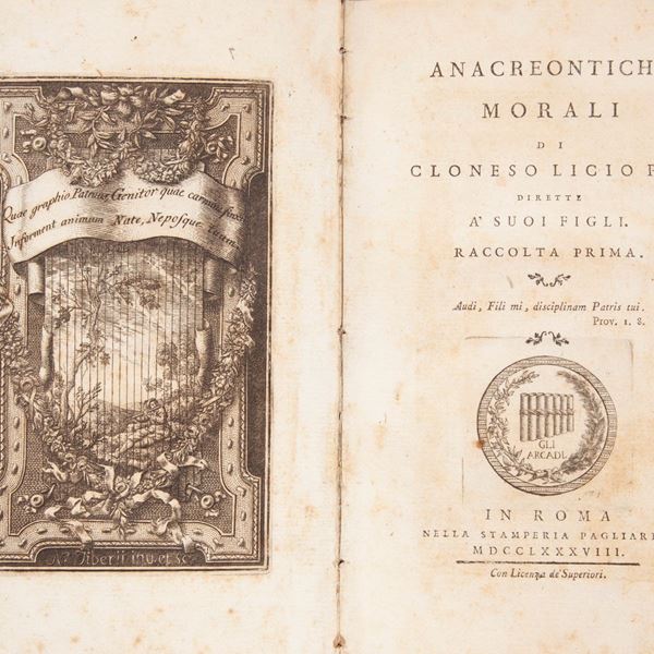 Clonesio Licio (Giuseppe Tiberi) - Anacreontiche morali. Raccolta Prima, Raccolta seconda, Raccolta terza.