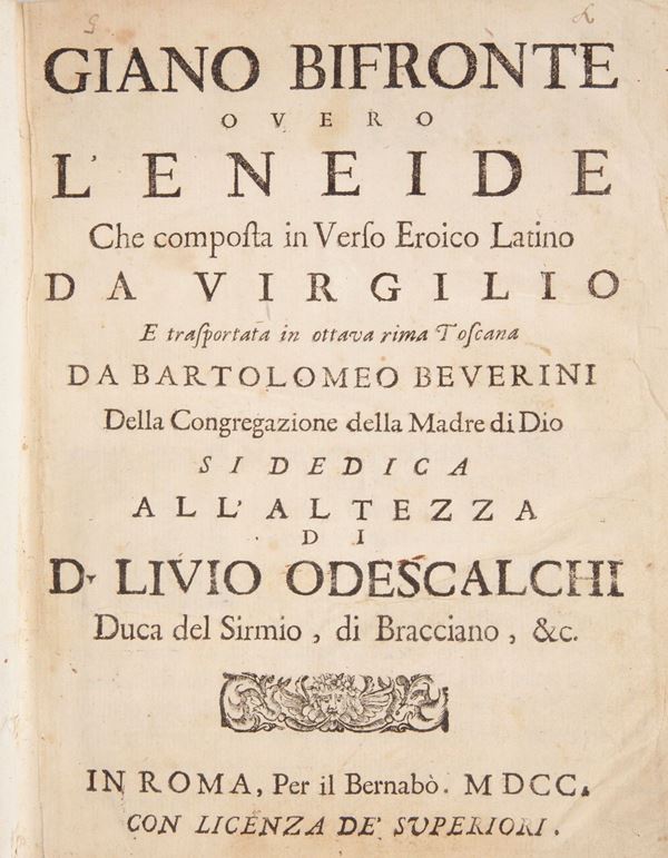 Giano bifronte overo l'Eneide che composta in Verso Eroico Latino da Virgilio e trasportata in ottava rima toscana da Bartolomeo Beverini