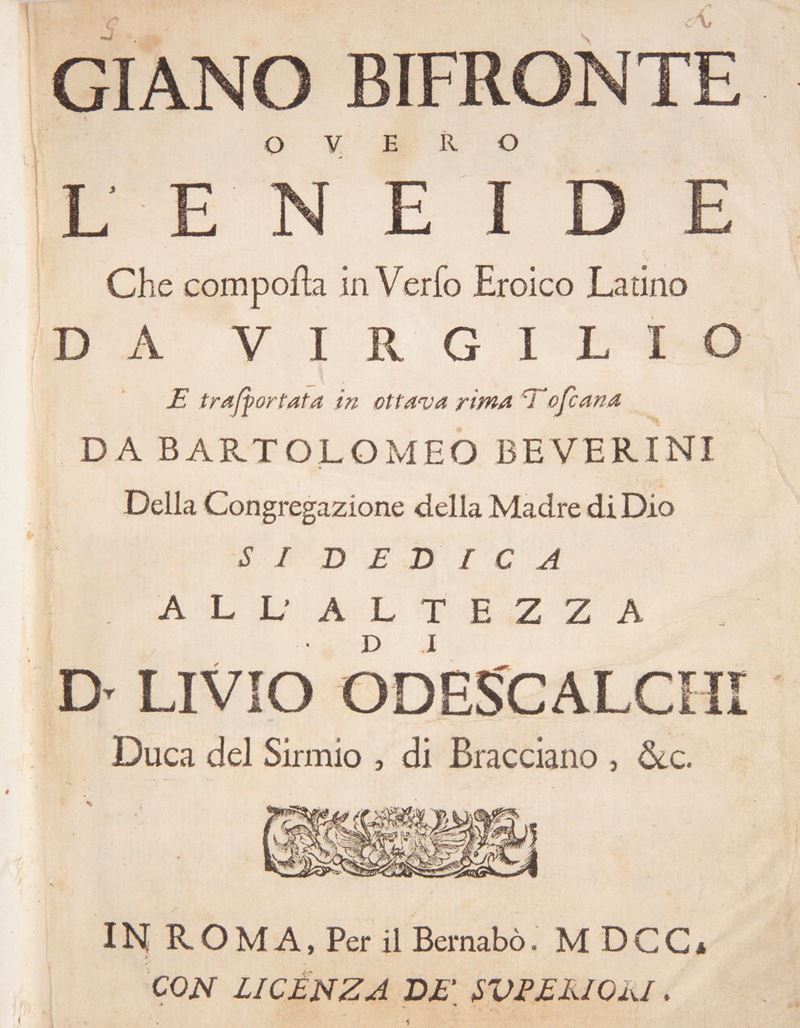 Giano bifronte overo l'Eneide che composta in Verso Eroico Latino da Virgilio e trasportata in ot...