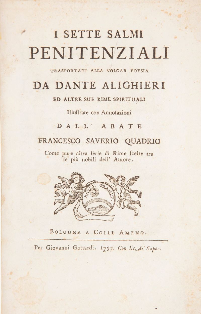 Dante Alighieri - I sette salmi penitenziali trasportati alla volgar poesia da Dante Alighieri Ed...