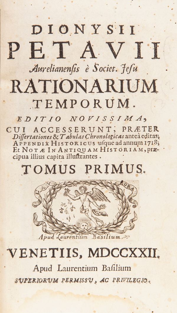 Dionysii Petavii - Rationarium temporum. Editio novissima, cui accesserunt, praeter dissertationes e tabulas chronologica antea editas appendiz historicus usque ad annum 1718; et notae in antiquam historiam, praecipua illius capita illustrantes