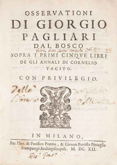 Giorgio Pagliari dal Bosco - Osservationi Sopra i Primi Cinque Libri De gli Annali di Cornelio Ta...