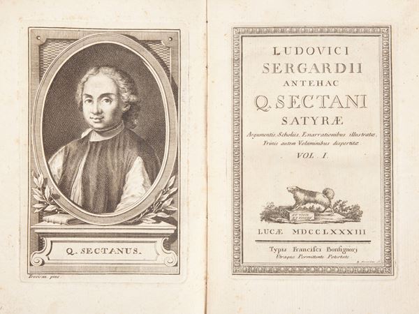 Quinto Settano (Lodovico Sergardi) - Ludovici Sergardii antehac Q. Sectani Satyrae. Argumentis, Scholiis, Enarrationibus illustratae. Volume I e Volume II