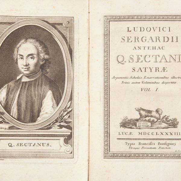Quinto Settano (Lodovico Sergardi) - Ludovici Sergardii antehac Q. Sectani Satyrae. Argumentis, Scholiis, Enarrationibus illustratae. Volume I e Volume II