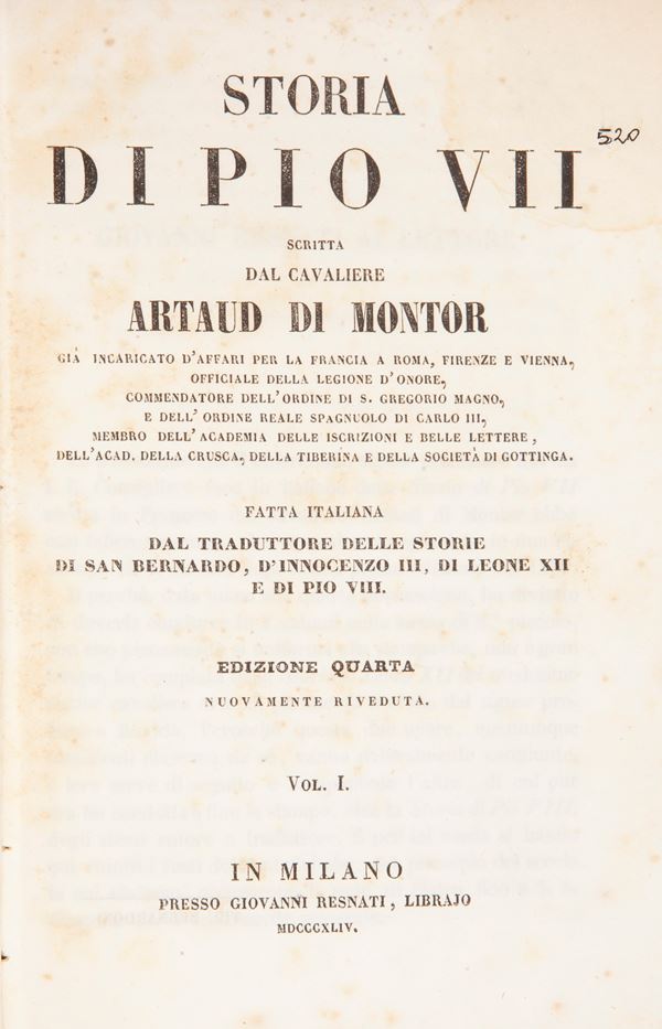 Artaud di Montor - Storia di Pio VII. Volumi I-II-III