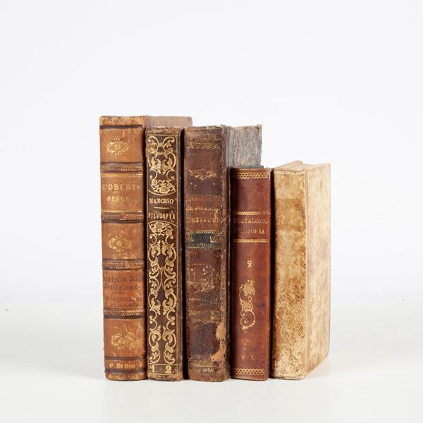 5 libri di filosofia: Vincenzo Gioberti - Della Filosofia della Rivelazione, Napoli/Torino 1861; 2) Salvatore Mancino, Elementi di Filosofia, Napoli 1851 Volumi I e II; 3) Padre Dionisio di San Giovanni in Galdo, Philosophiae Institutiones, Roma 1846 Tomi I e II