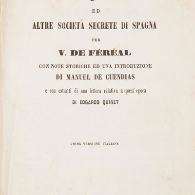 V. De Fereal - Misteri Dell'inquisizione e Altre Società Secrete di Spagna. con Note Storiche ed ...
